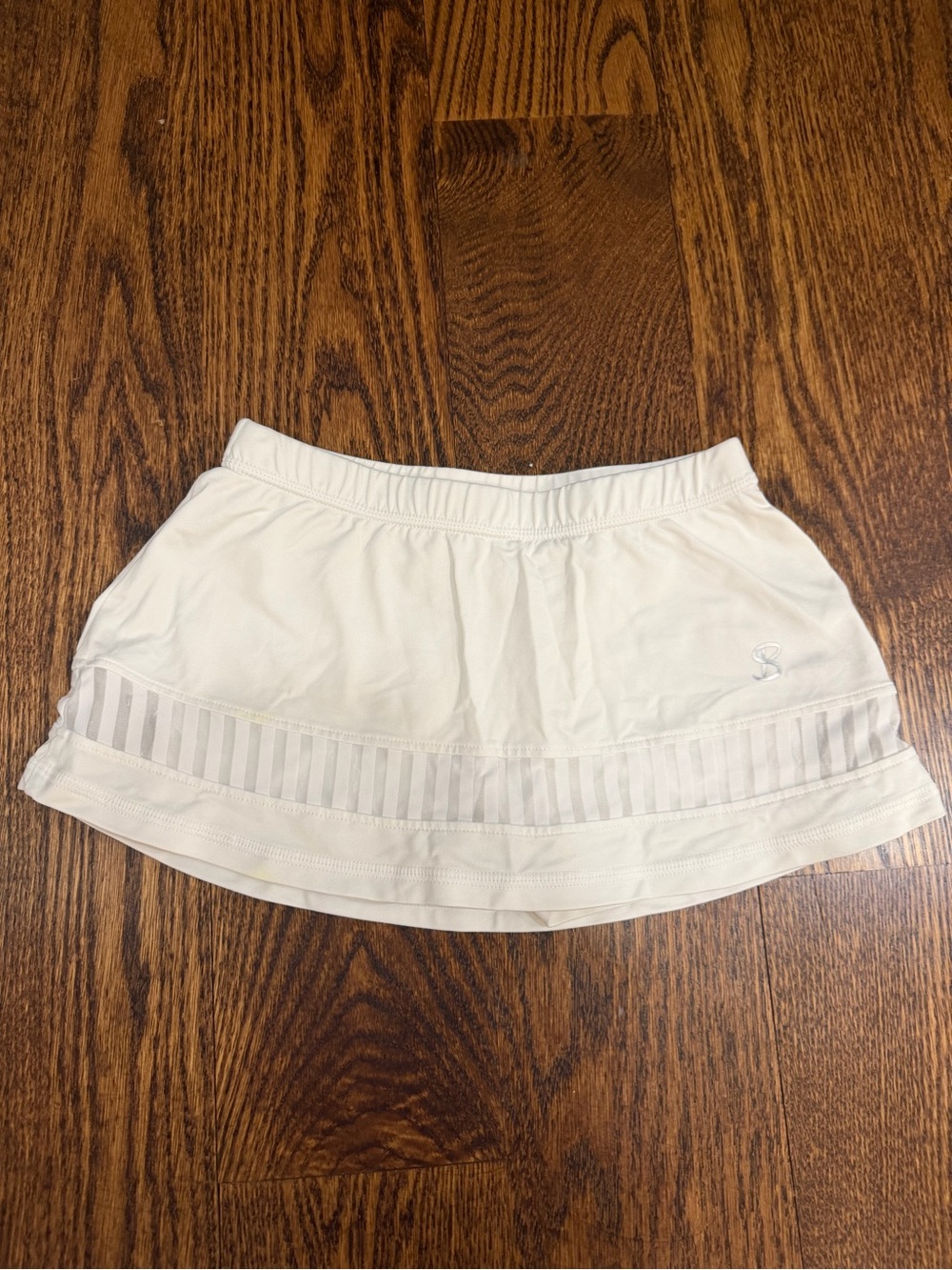Girls' White Layered Skort with Stripe Detail